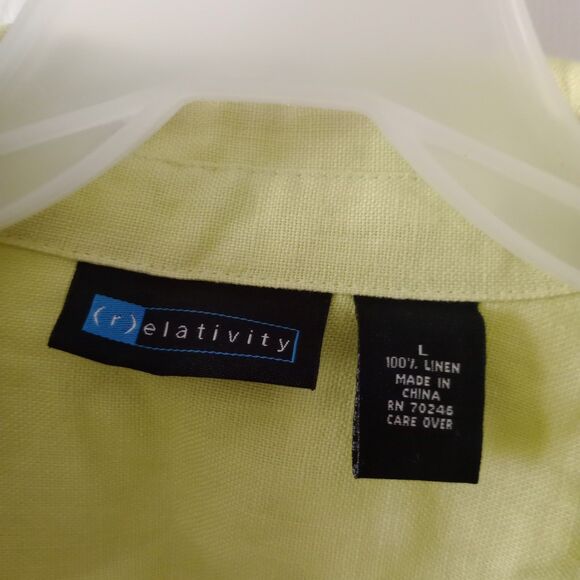 Relativity Green 100% Linen Long Sleeve Button Up Shirt L Women's - Picture 2 of 4